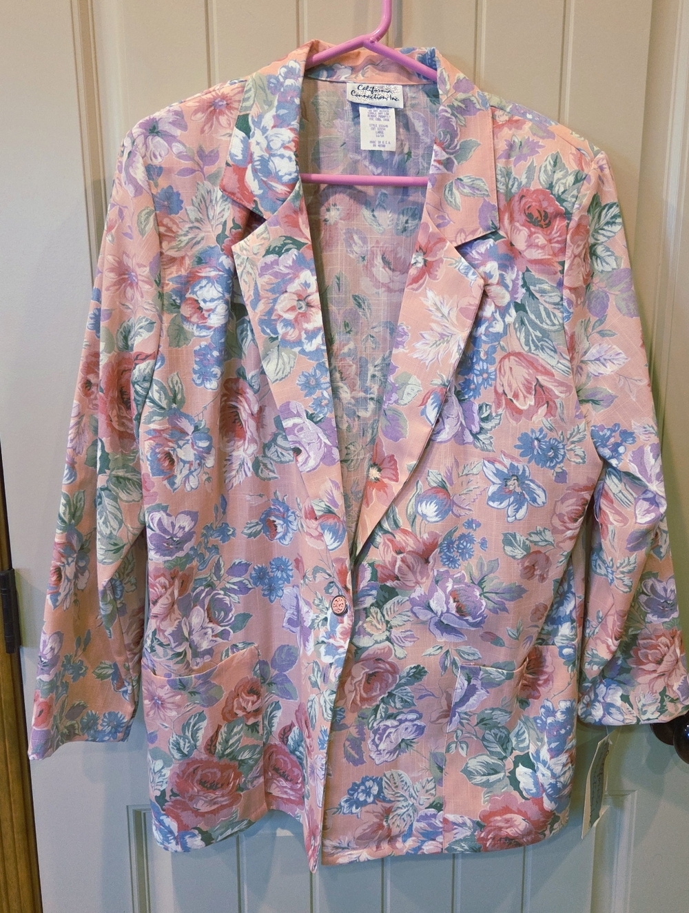 NWT Vintage 80s 90s Floral Pastel Linen Blend Blazer California Connection Inc